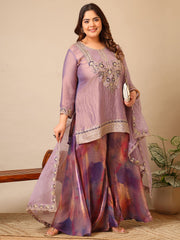 Women Embroidered Regular Thread Work Kurta with Palazzos & With Dupatta