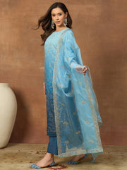 Women Ethnic Motifs Embroidered Regular Thread Work Kurta with Trousers & With Dupatta