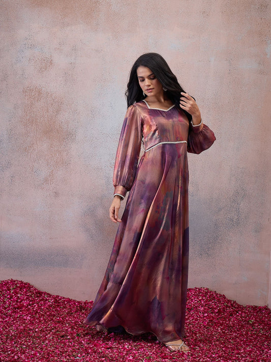 Printed Square Neck Maxi Ethnic Dresses