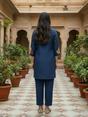 Indie Florals Embroidered Tunic with Trousers