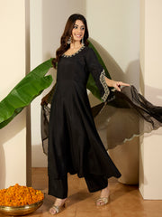 Women Ethnic Motifs Embroidered Anarkali Kurta with Trousers & Dupatta