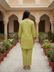 Chanderi Embroidered Tunic with Trousers