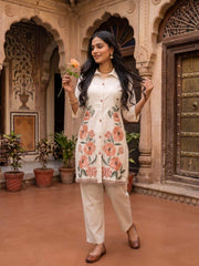 Floral Embroidered Tunic with Trousers
