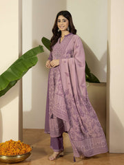 Women Floral Printed Anarkali Kurta with Palazzos & Dupatta