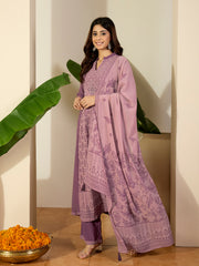 Women Floral Printed Anarkali Kurta with Palazzos & Dupatta