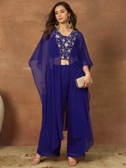 Floral Embroidered Top with Palazzos