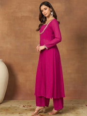 Women Layered Beads and Stones Kurta with Palazzos