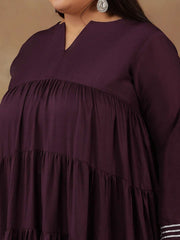 Purple Women Tiered Gotta Patti Kurta with Sharara