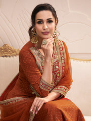 Malaika Arora Women Floral Embroidered Regular Thread Work Kurta with Trousers & With Dupatta