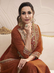 Malaika Arora Women Floral Embroidered Regular Thread Work Kurta with Trousers & With Dupatta