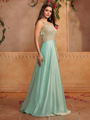 Embroidered Shoulder Straps Gown Ethnic Dresses