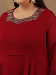 Yoke Design Sequinned Artwork Georgette Anarkali Kurta with Dupatta