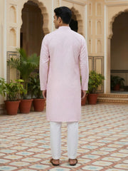 Embroidered Mandarin Collar Kurta & Trousers
