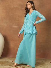 Printed V-Neck Top & Palazzos Co-Ords