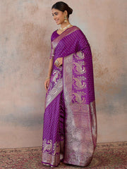 Ethnic Motifs Zari Silk Blend Handloom Saree