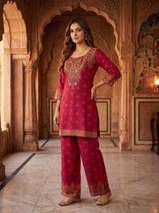 Linen Embroidered Tunic with Palazzos