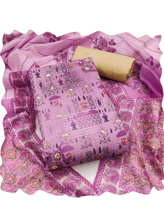 Fusia Pink Jardosi Hand Work Cotton Kurta Set