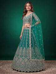 Rama Zari Dori & Multiple Sequins Wedding Lehenga Choli