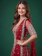 Red Zari Dori & Multiple Sequins Wedding Lehenga Choli