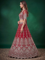 Red Zari Dori & Multiple Sequins Wedding Lehenga Choli