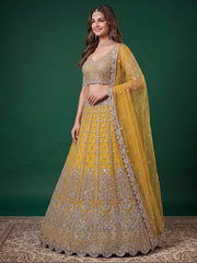 Yellow Zari Dori & Multiple Sequins Wedding Lehenga Choli