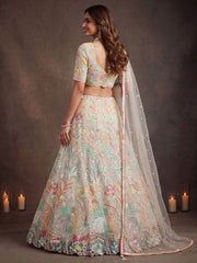 Charming Off-White Sequin Net Wedding Wear Lehenga Choli With Dupatta