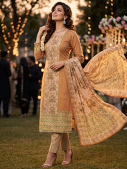 Golden Pink Jardosi Hand Work Cotton Kurta Set