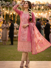 Pink Jardosi Hand Work Cotton Kurta Set