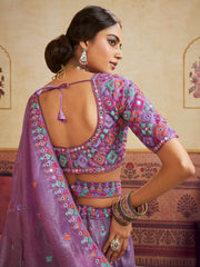 Lavender Color Organza Fabric Sequins embroidery Semi-Stitched Lehenga choli & Dupatta