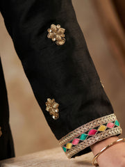 Black Chinon Embroiderd Sharara Suit