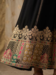 Black Chinon Embroiderd Sharara Suit