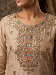 Cream Chinon Embroiderd Sharara Suit