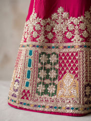 Magenta Chinon Embroiderd Sharara Suit