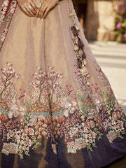Purple Net Sequinse embroidery Semi-Stitched Lehenga choli and Dupatta