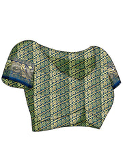 Women Gold Zari Woven Traditional Saree with Ethnic Motive Border