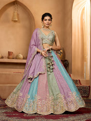 Lavender Georgette Fabric Sequins embroidery Semi-Stitched Lehenga & Unstitched Blouse With Dupatta