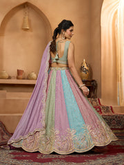 Lavender Georgette Fabric Sequins embroidery Semi-Stitched Lehenga & Unstitched Blouse With Dupatta