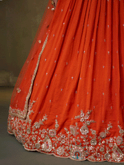 Orange Georgette Embroidered Wedding Lehenga Choli