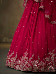 Pink Georgette Embroidered Wedding Lehenga Choli