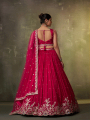 Pink Georgette Embroidered Wedding Lehenga Choli