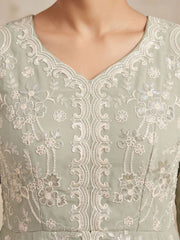 Sage Green Real Georgette with Embroidery Gharara Dress