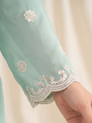 Aqua Blue Real Georgette with Embroidery Gharara Dress