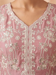 Dusty Pink Real Georgette with Embroidery Gharara Dress