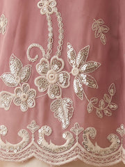 Dusty Pink Real Georgette with Embroidery Gharara Dress