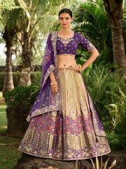 Purple Silk Wedding Lehenga Choli