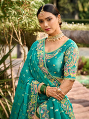 Turquoise Silk Wedding Lehenga Choli