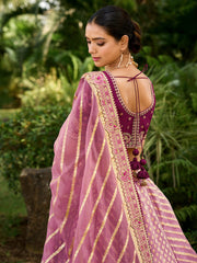 Purple and Pink Silk Wedding Lehenga Choli