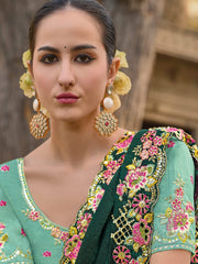 Green Organza Silk Designer Saree