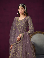 Violet Net Partywear Anarkali Suit