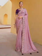 Pink Organza Silk Designer Saree